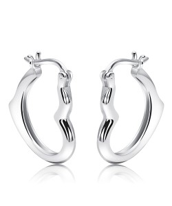 Pretty Heart Silver Hoop Earring HO-2512